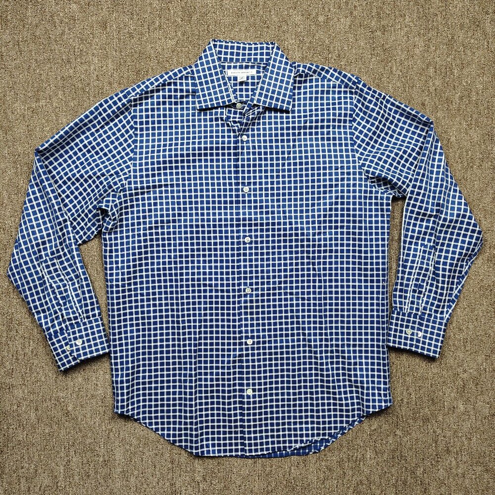 Vintage BANANA REPUBLIC Button Up Shirt Men's Medium Blue Checkered Long Sleeve